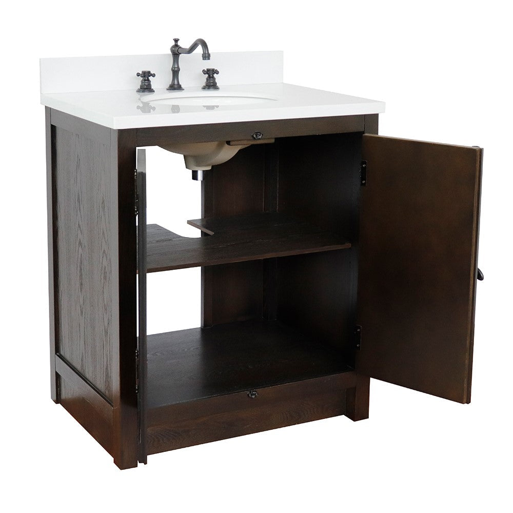 Bellaterra 400100-BA-WEO 31" Wood Single Vanity w/ Counter Top and Sink (Brown Ash)