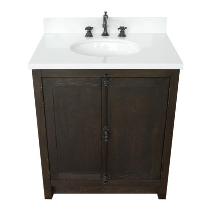 Bellaterra 400100-BA-WEO 31" Wood Single Vanity w/ Counter Top and Sink (Brown Ash)