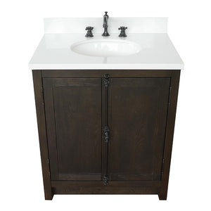 Bellaterra 400100-BA-WEO 31" Wood Single Vanity w/ Counter Top and Sink (Brown Ash)