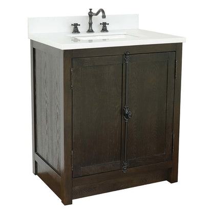 Bellaterra 400100-BA-WER 31" Wood Single Vanity w/ Counter Top and Sink (Brown Ash)