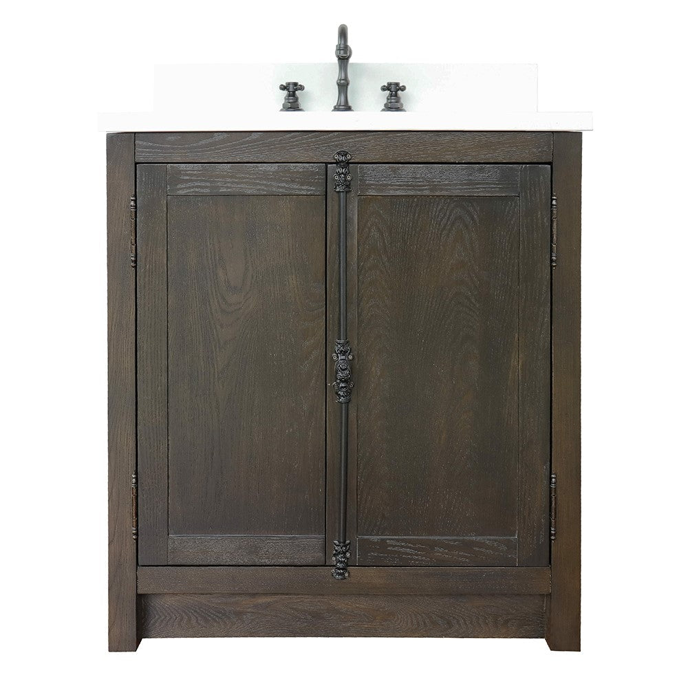 Bellaterra 400100-BA-WER 31" Wood Single Vanity w/ Counter Top and Sink (Brown Ash)