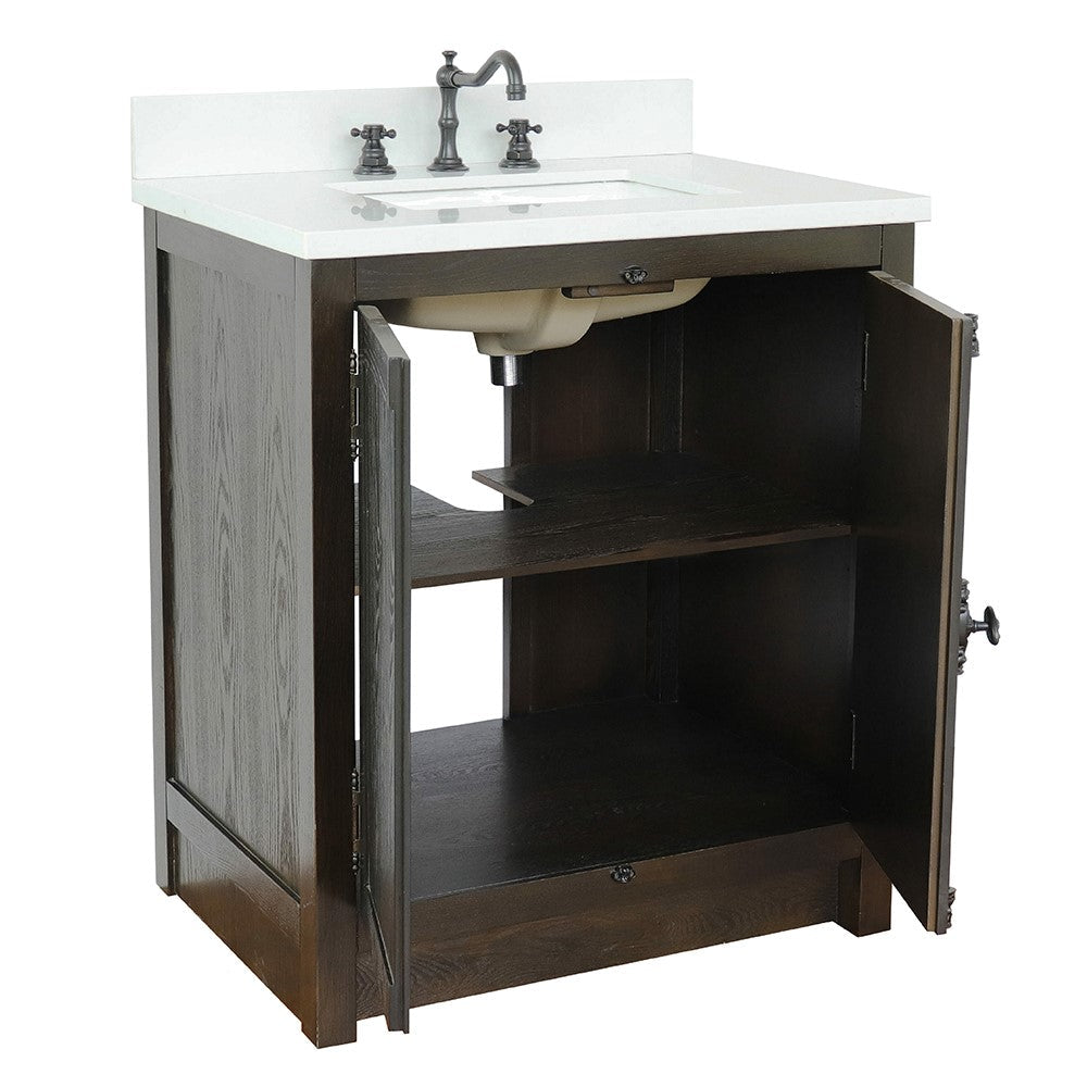 Bellaterra 400100-BA-WER 31" Wood Single Vanity w/ Counter Top and Sink (Brown Ash)