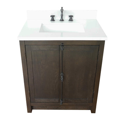 Bellaterra 400100-BA-WER 31" Wood Single Vanity w/ Counter Top and Sink (Brown Ash)