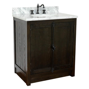 Bellaterra 400100-BA-WMO 31" Wood Single Vanity w/ Counter Top and Sink (Brown Ash)