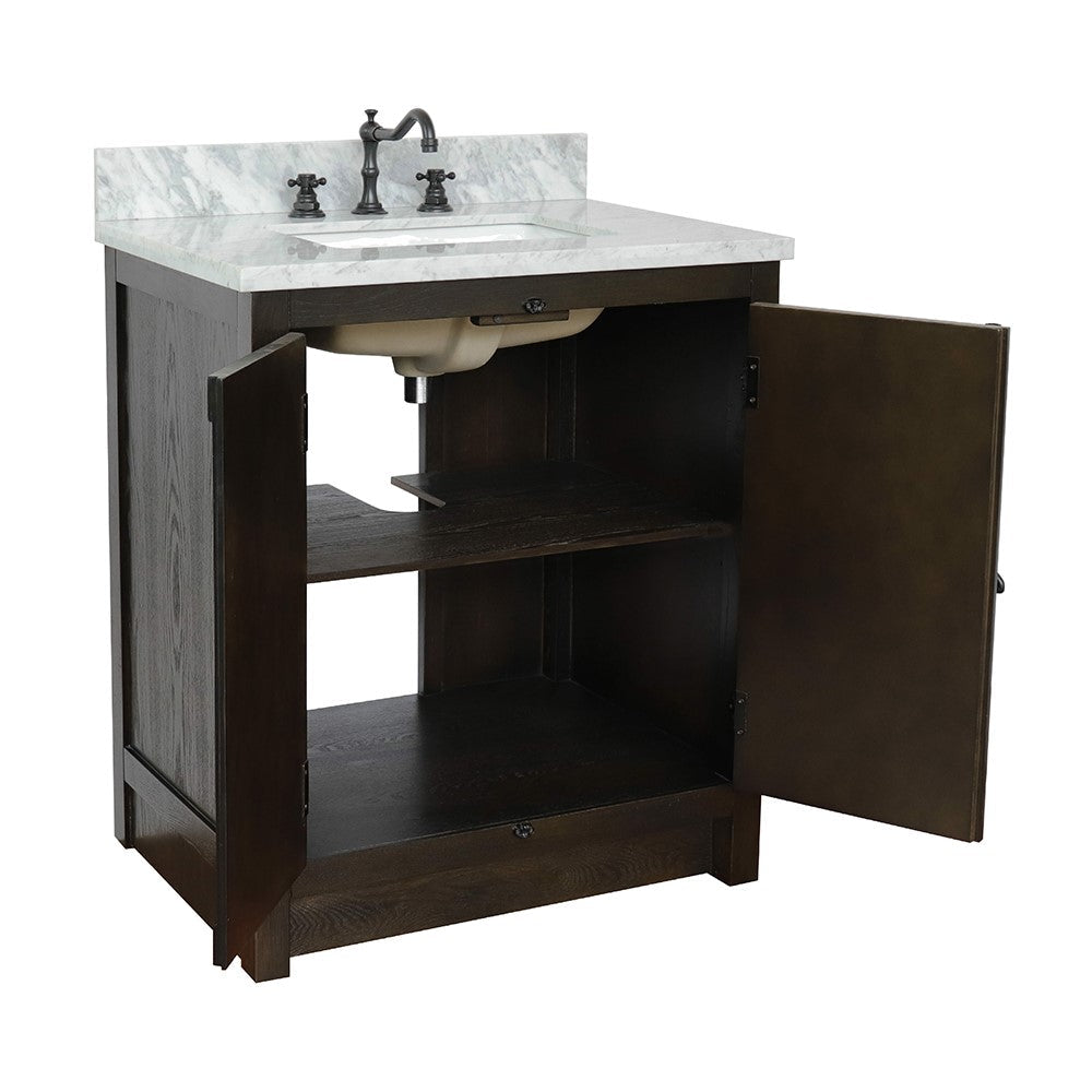 Bellaterra 400100-BA-WMR 31" Wood Single Vanity w/ Counter Top and Sink (Brown Ash)