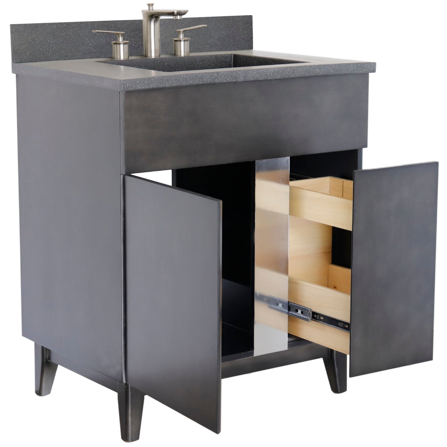 Bellaterra 400200-CTBL 31" Single Vanity in Silvery Brown Finish with Counter Top and Rectangle Sink Black Concrete