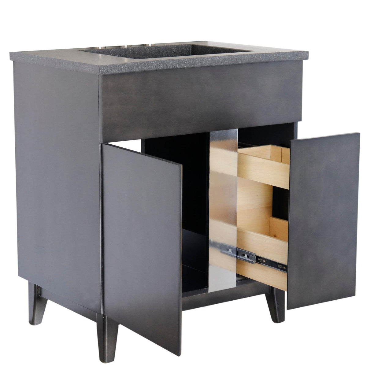 Bellaterra 400200-CTBL 31" Single Vanity in Silvery Brown Finish with Counter Top and Rectangle Sink Black Concrete