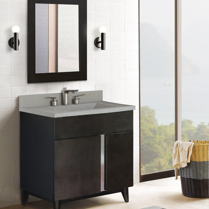 Bellaterra 400200-CTDG 31" Single Vanity in Silvery Brown Finish with Counter Top and Rectangle Sink Gray Concrete