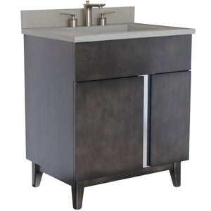 Bellaterra 400200-CTDG 31" Single Vanity in Silvery Brown Finish with Counter Top and Rectangle Sink Gray Concrete