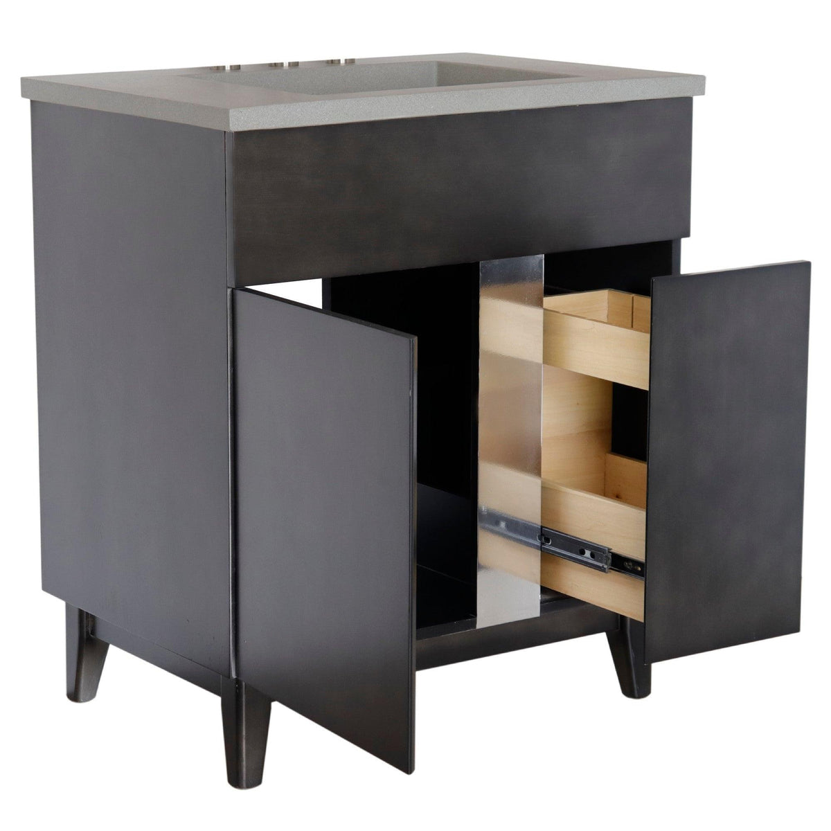 Bellaterra 400200-CTDG 31" Single Vanity in Silvery Brown Finish with Counter Top and Rectangle Sink Gray Concrete
