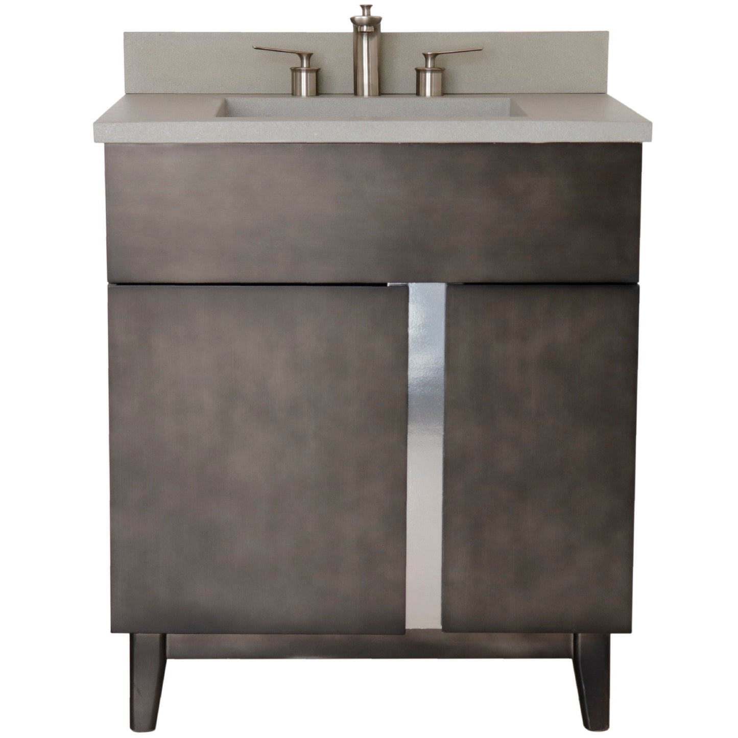 Bellaterra 400200-CTDG 31" Single Vanity in Silvery Brown Finish with Counter Top and Rectangle Sink Gray Concrete