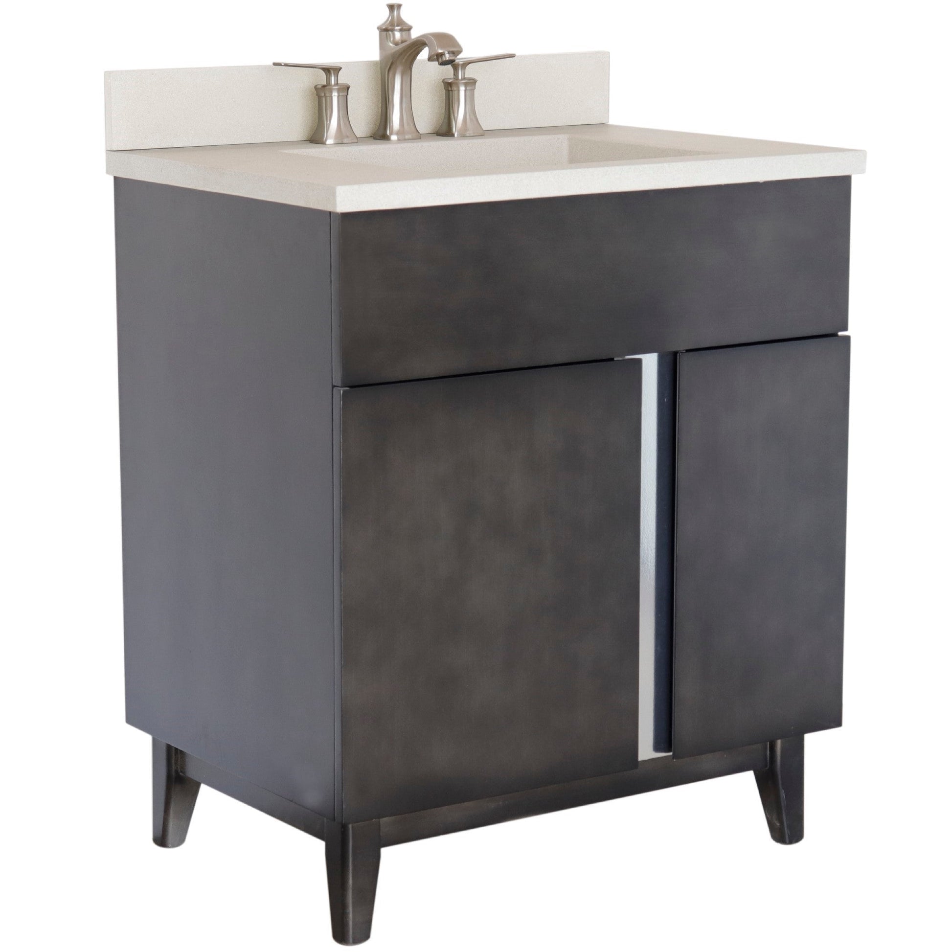 Bellaterra 400200-CTWH 31" Single Vanity in Silvery Brown Finish with Counter Top and Rectangle Sink White Concrete