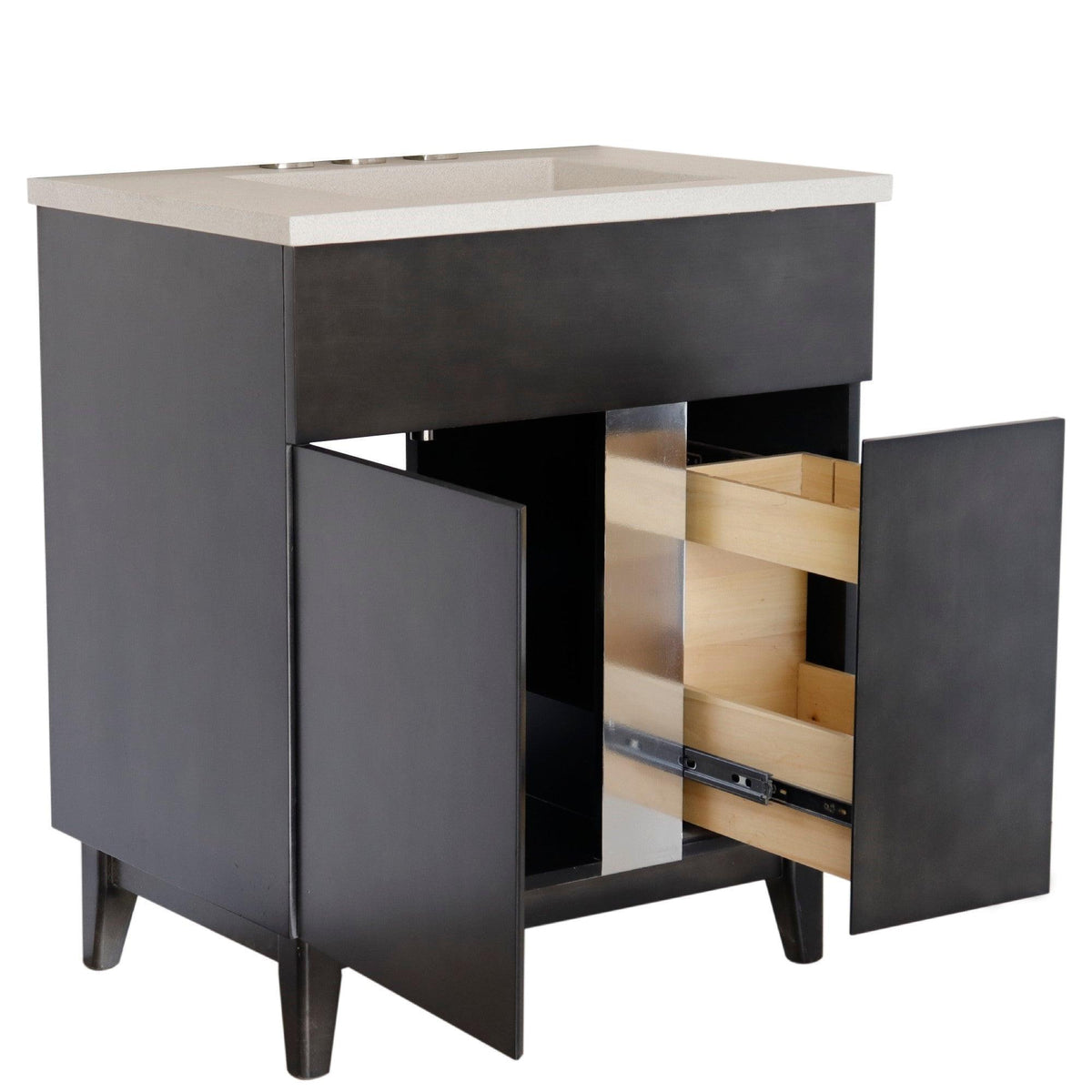 Bellaterra 400200-CTWH 31" Single Vanity in Silvery Brown Finish with Counter Top and Rectangle Sink White Concrete
