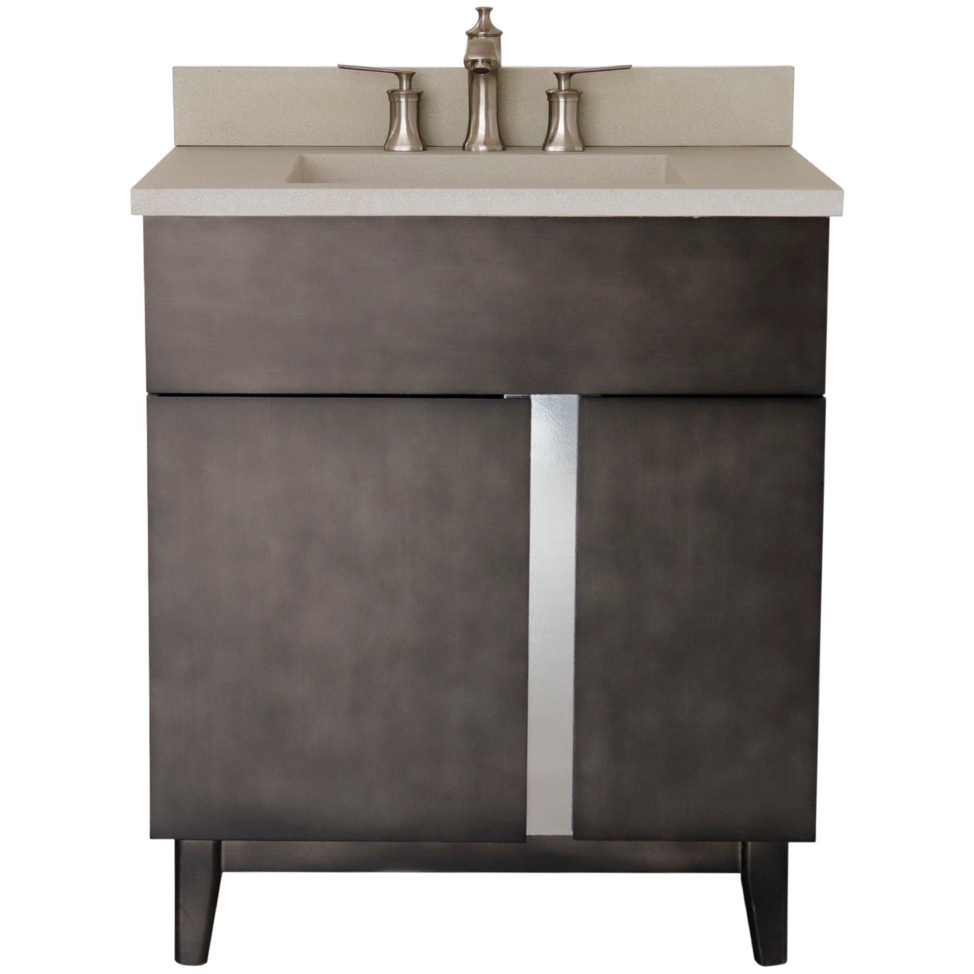 Bellaterra 400200-CTWH 31" Single Vanity in Silvery Brown Finish with Counter Top and Rectangle Sink White Concrete