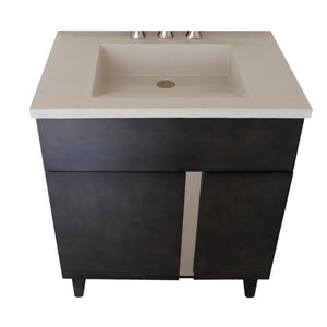 Bellaterra 400200-CTWH 31" Single Vanity in Silvery Brown Finish with Counter Top and Rectangle Sink White Concrete