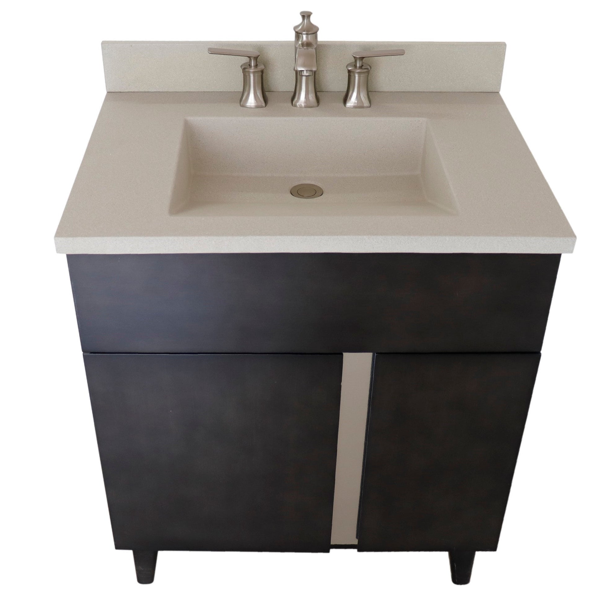 Bellaterra 400200-CTWH 31" Single Vanity in Silvery Brown Finish with Counter Top and Rectangle Sink White Concrete