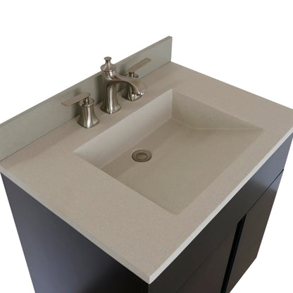 Bellaterra 400200-CTWH 31" Single Vanity in Silvery Brown Finish with Counter Top and Rectangle Sink White Concrete