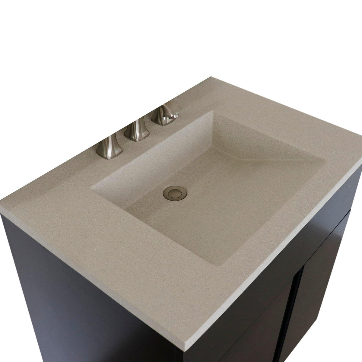Bellaterra 400200-CTWH 31" Single Vanity in Silvery Brown Finish with Counter Top and Rectangle Sink White Concrete