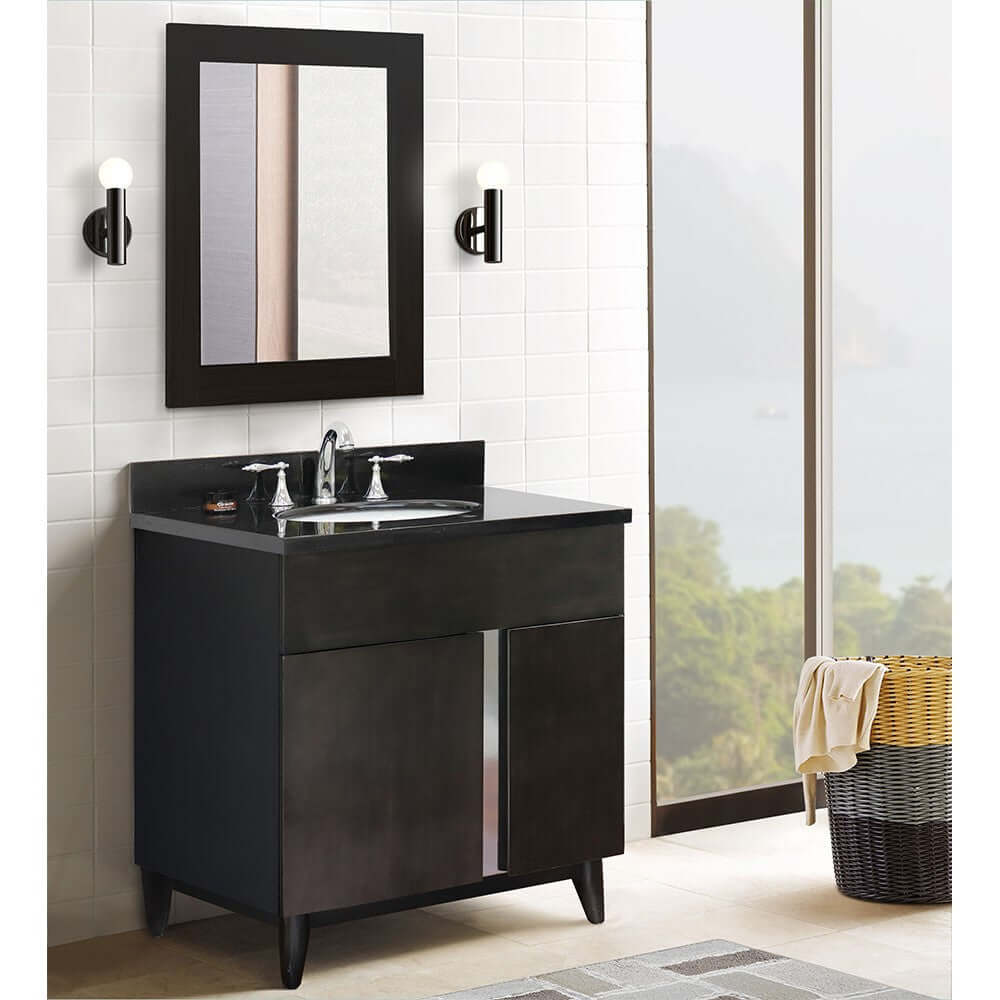 Bellaterra 400200-SB-BGO 31" Wood Single Vanity w/ Counter Top and Sink Black Galaxy