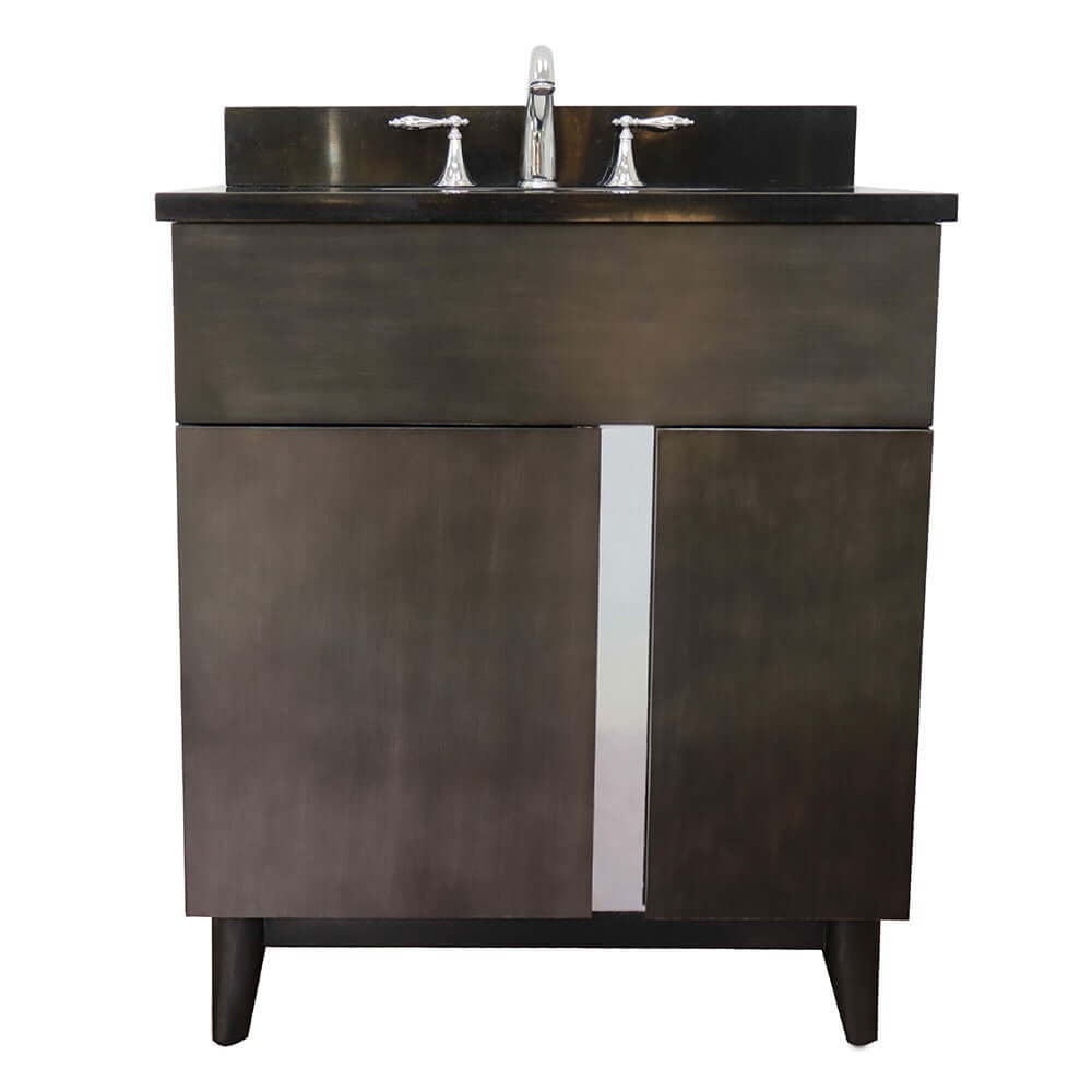 Bellaterra 400200-SB-BGO 31" Wood Single Vanity w/ Counter Top and Sink Black Galaxy