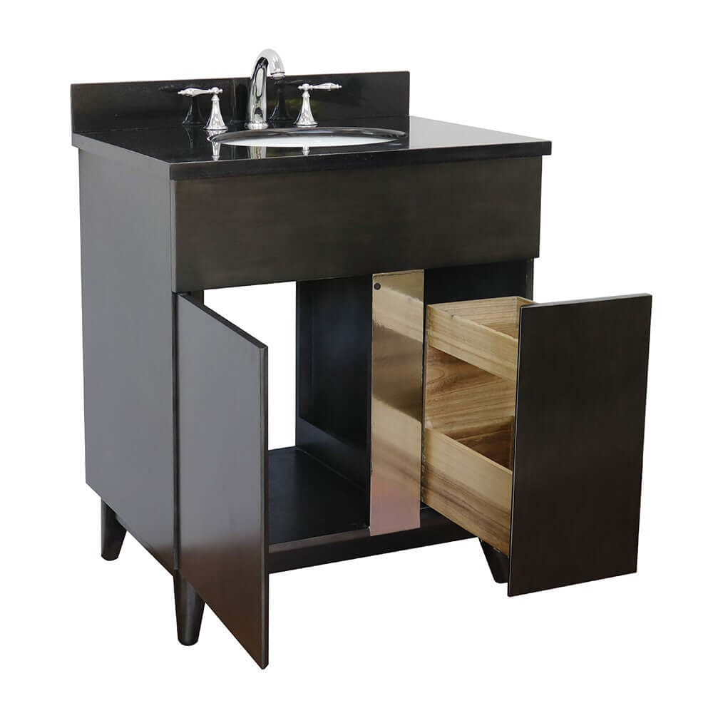 Bellaterra 400200-SB-BGO 31" Wood Single Vanity w/ Counter Top and Sink Black Galaxy