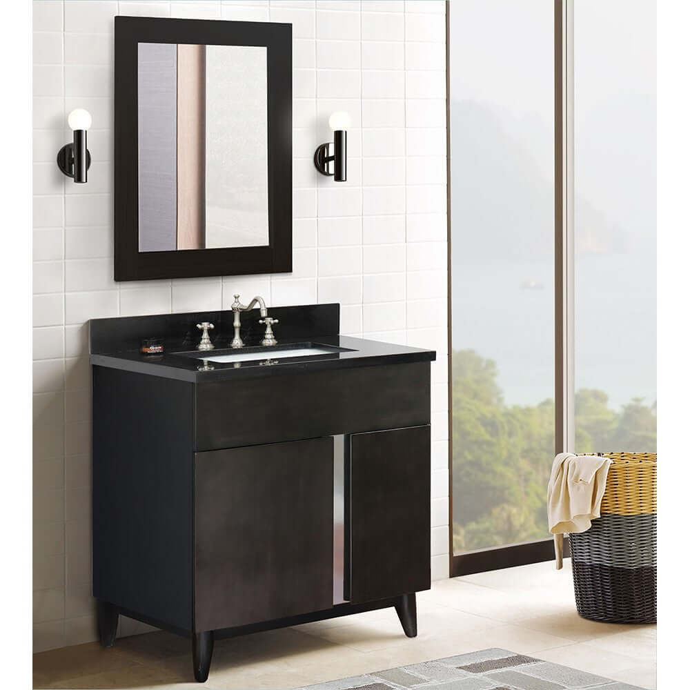 Bellaterra 400200-SB-BGR 31" Wood Single Vanity w/ Counter Top and Sink Black Galaxy