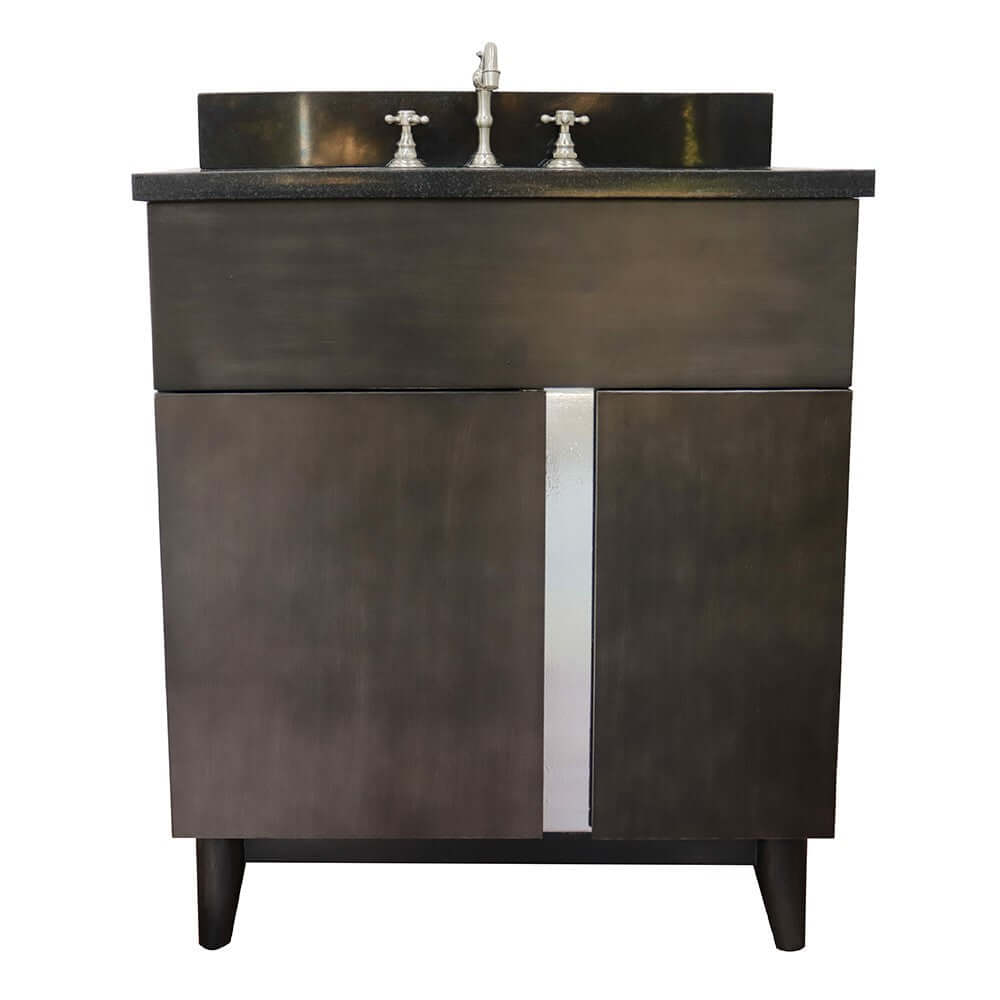 Bellaterra 400200-SB-BGR 31" Wood Single Vanity w/ Counter Top and Sink Black Galaxy