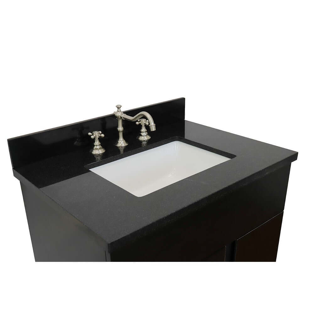 Bellaterra 400200-SB-BGR 31" Wood Single Vanity w/ Counter Top and Sink Black Galaxy