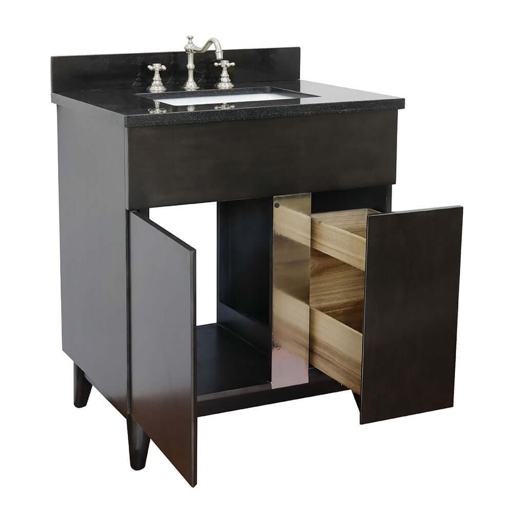 Bellaterra 400200-SB-BGR 31" Wood Single Vanity w/ Counter Top and Sink Black Galaxy