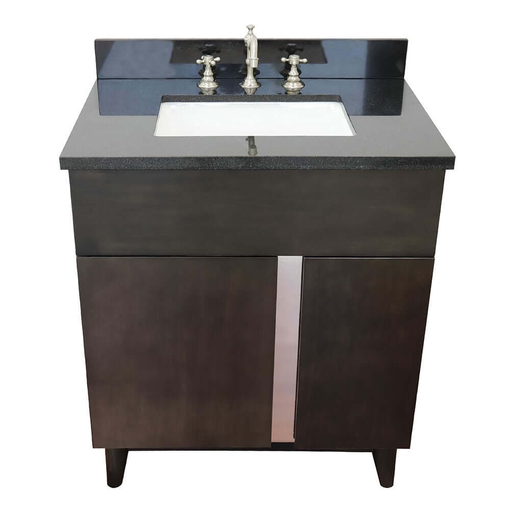 Bellaterra 400200-SB-BGR 31" Wood Single Vanity w/ Counter Top and Sink Black Galaxy