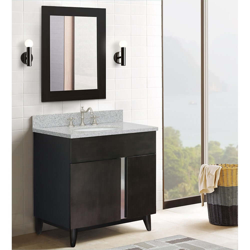 Bellaterra 400200-SB-GYO 31" Wood Single Vanity w/ Counter Top and Sink Gray Granite