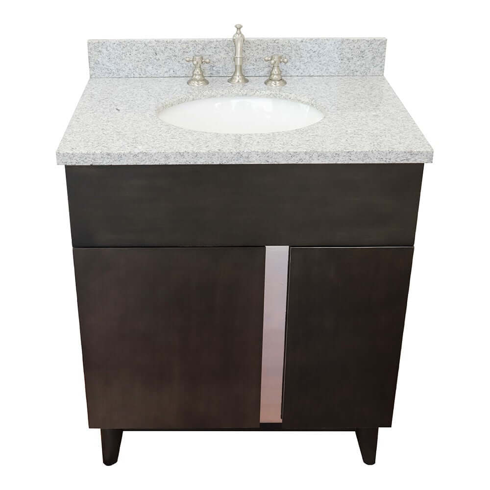 Bellaterra 400200-SB-GYO 31" Wood Single Vanity w/ Counter Top and Sink Gray Granite