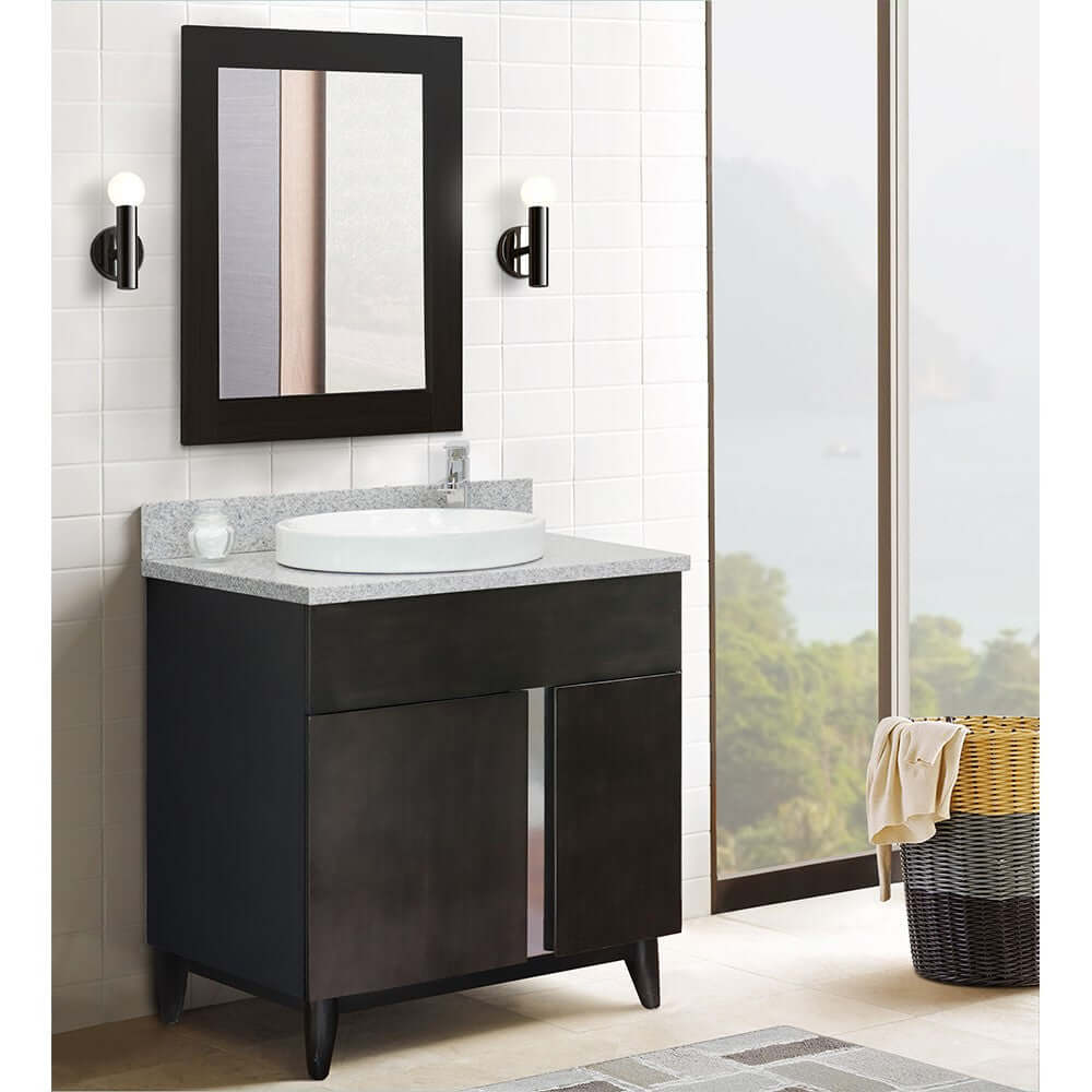 Bellaterra 400200-SB-GYRD 31" Wood Single Vanity w/ Counter Top and Sink Gray Granite