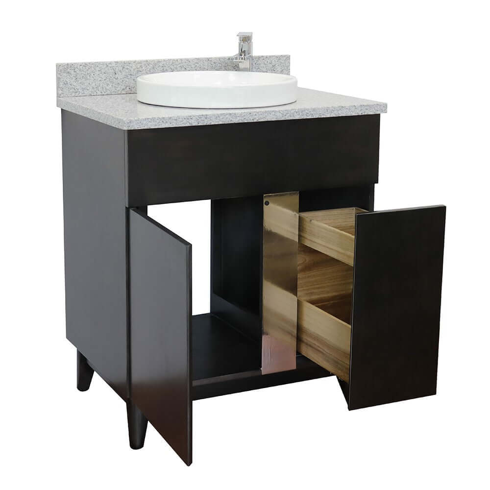 Bellaterra 400200-SB-GYRD 31" Wood Single Vanity w/ Counter Top and Sink Gray Granite