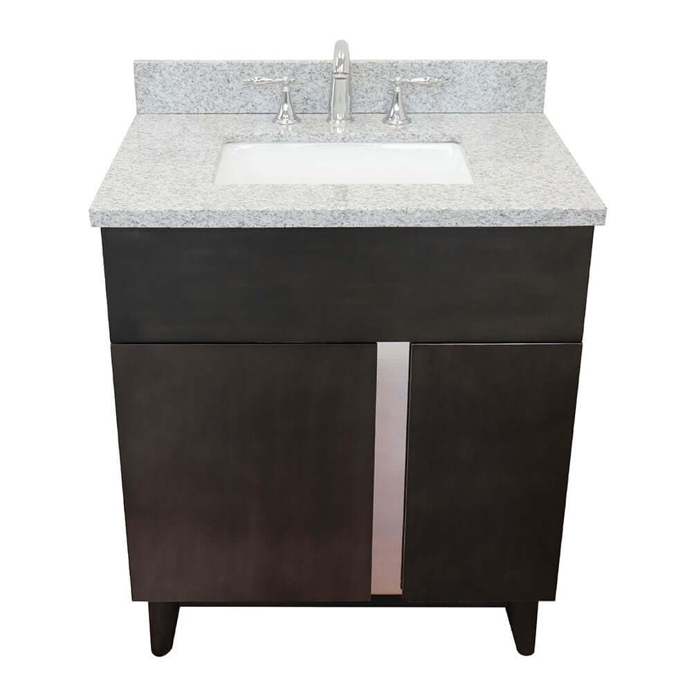 Bellaterra 400200-SB-GYR 31" Wood Single Vanity w/ Counter Top and Sink Gray Granite