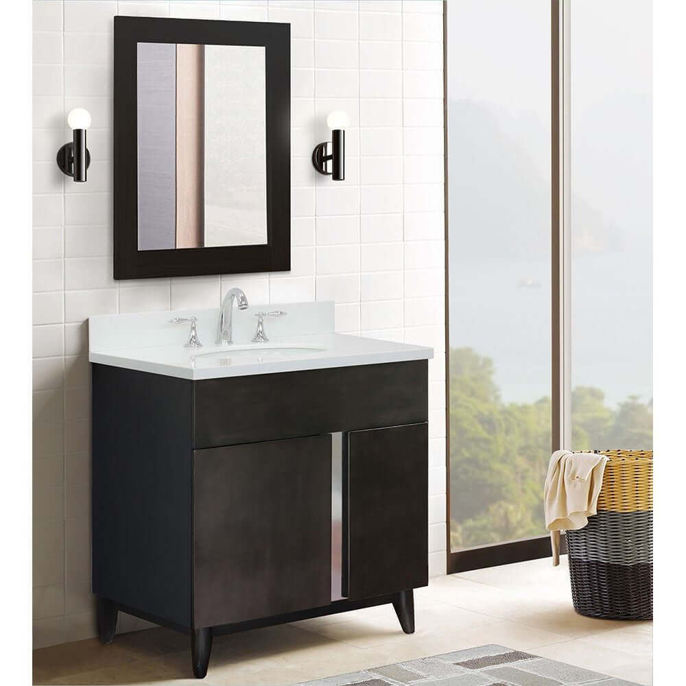 Bellaterra 400200-SB-WEO 31" Wood Single Vanity w/ Counter Top and Sink White Quartz