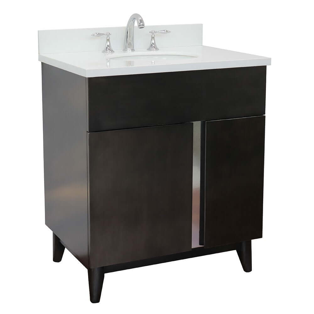 Bellaterra 400200-SB-WEO 31" Wood Single Vanity w/ Counter Top and Sink White Quartz