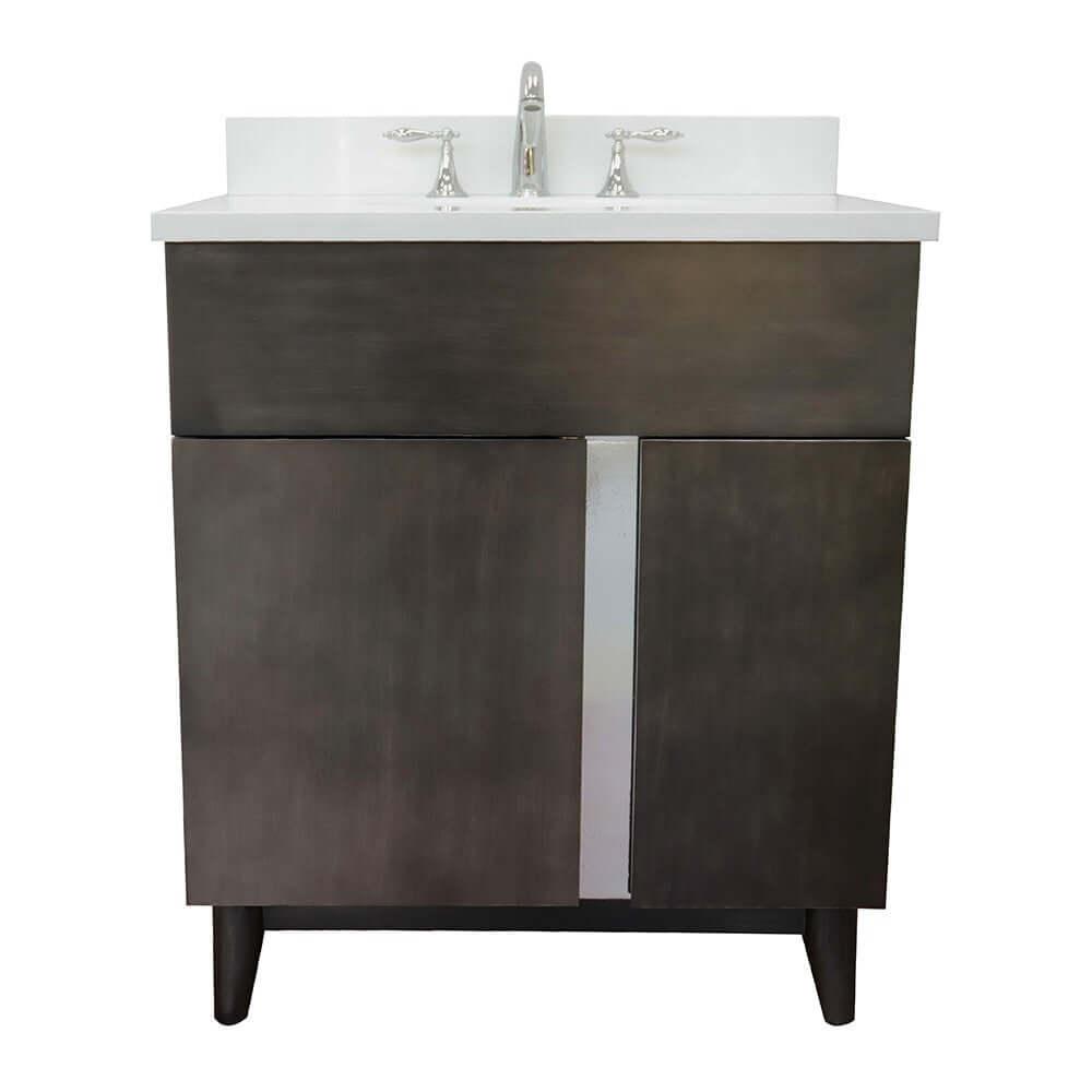 Bellaterra 400200-SB-WEO 31" Wood Single Vanity w/ Counter Top and Sink White Quartz