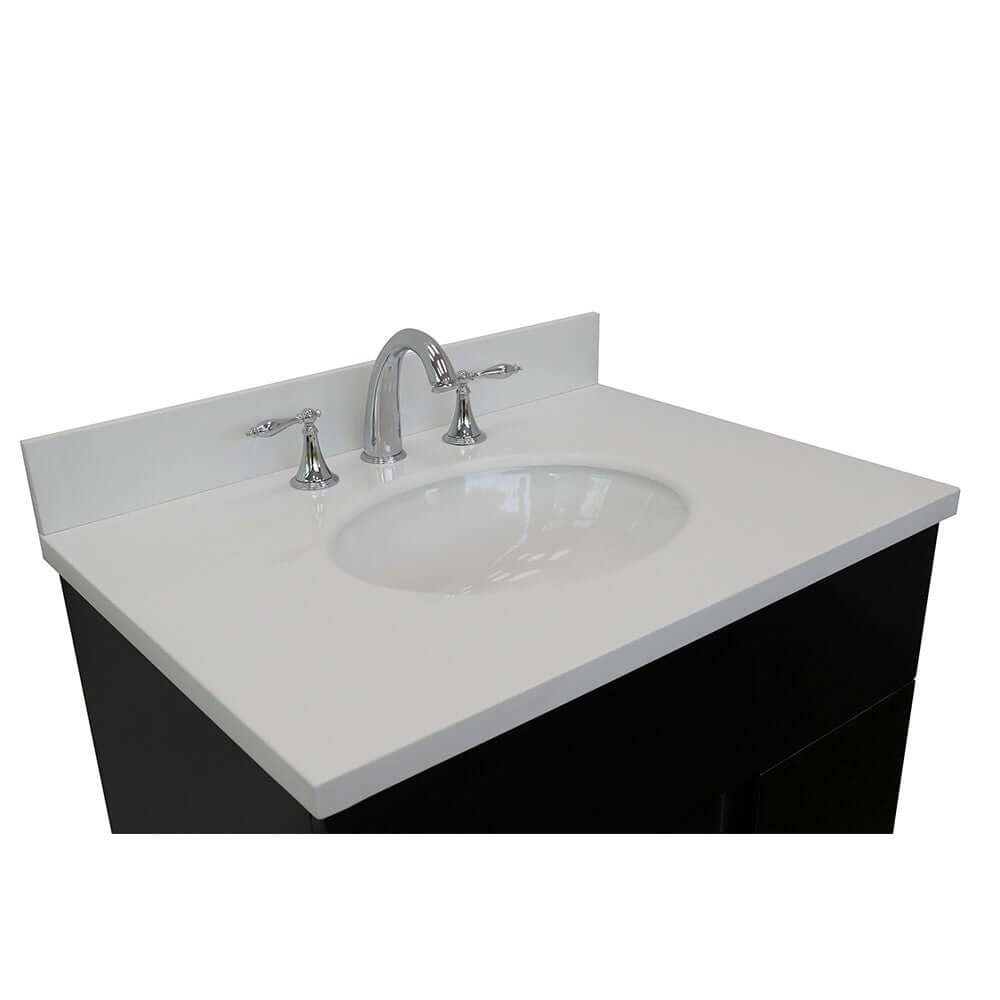 Bellaterra 400200-SB-WEO 31" Wood Single Vanity w/ Counter Top and Sink White Quartz