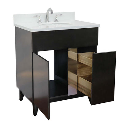 Bellaterra 400200-SB-WEO 31" Wood Single Vanity w/ Counter Top and Sink White Quartz