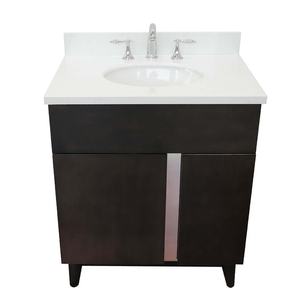 Bellaterra 400200-SB-WEO 31" Wood Single Vanity w/ Counter Top and Sink White Quartz