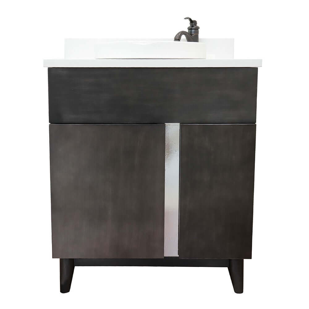 Bellaterra 400200-SB-WERD 31" Wood Single Vanity w/ Counter Top and Sink White Quartz