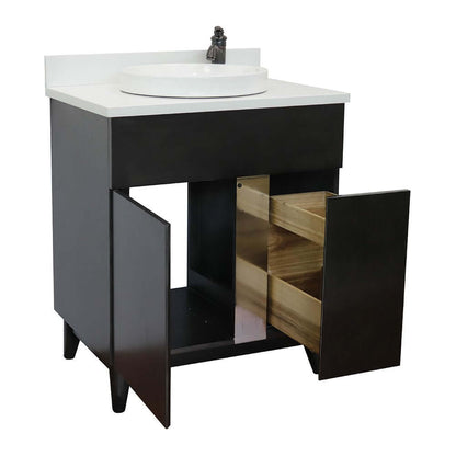 Bellaterra 400200-SB-WERD 31" Wood Single Vanity w/ Counter Top and Sink White Quartz