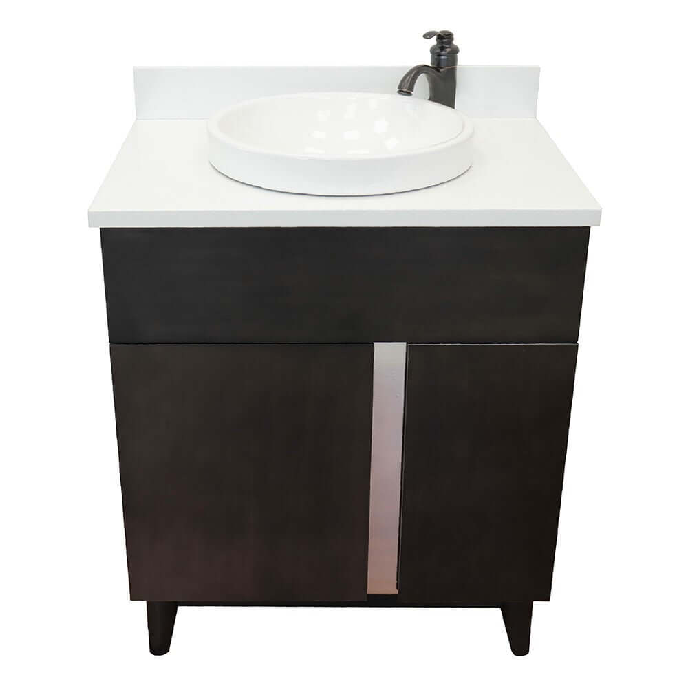 Bellaterra 400200-SB-WERD 31" Wood Single Vanity w/ Counter Top and Sink White Quartz