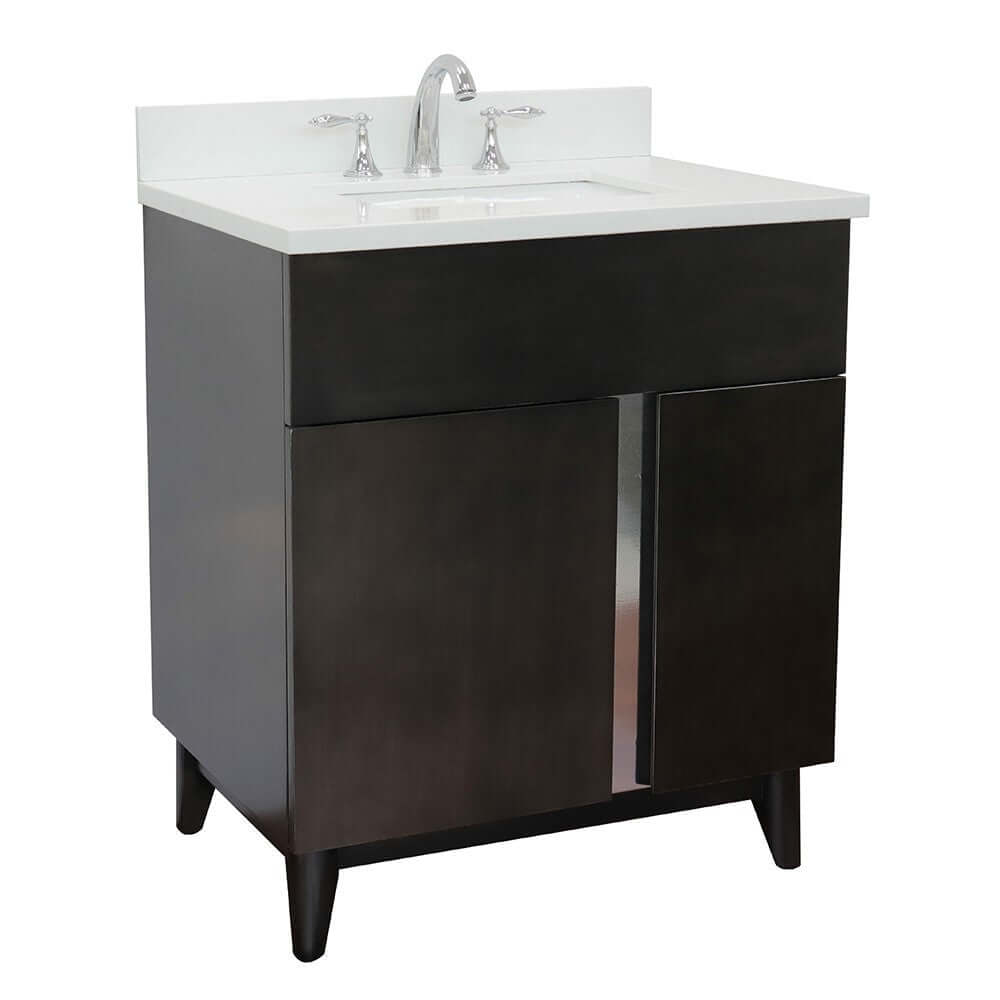 Bellaterra 400200-SB-WER 31" Wood Single Vanity w/ Counter Top and Sink White Quartz