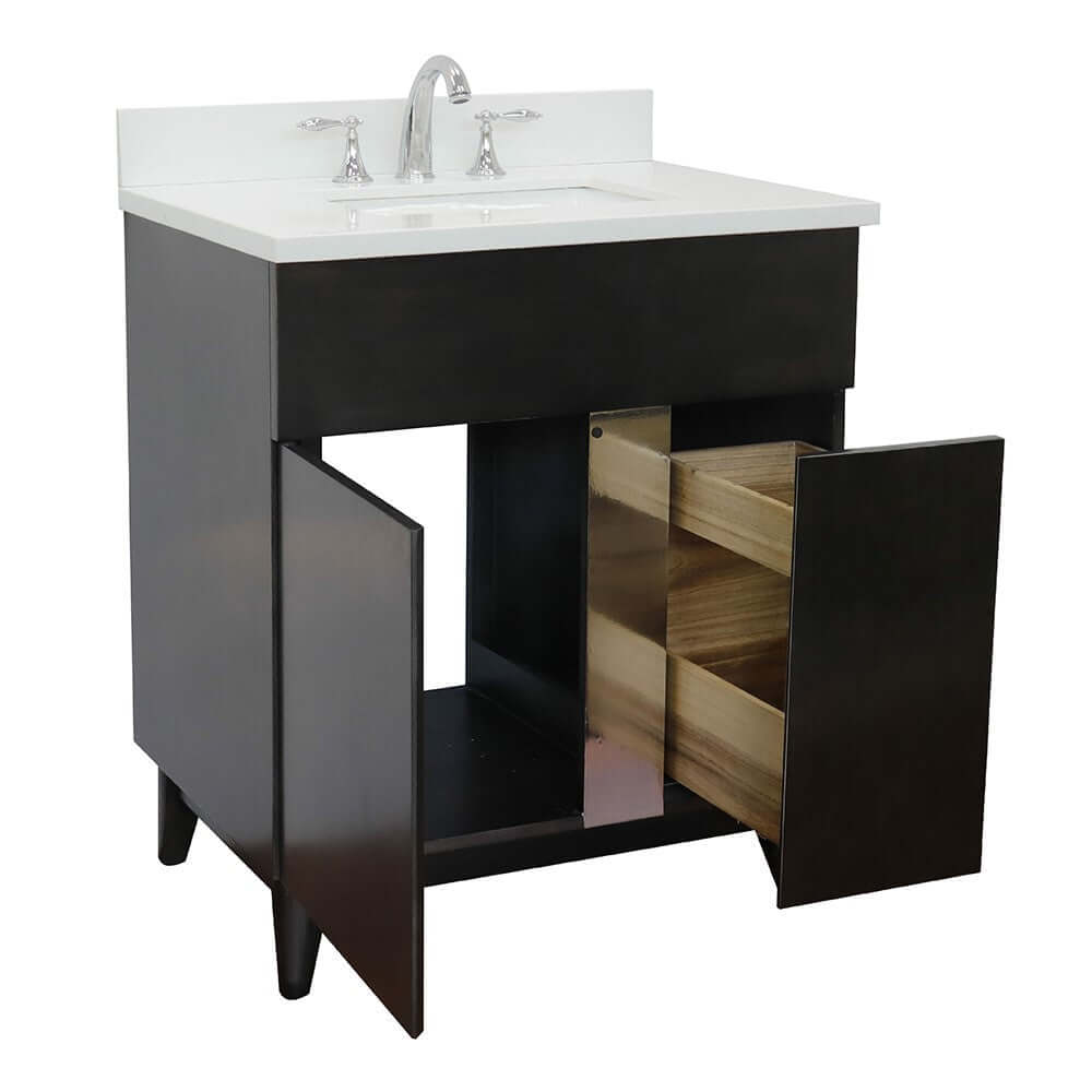 Bellaterra 400200-SB-WER 31" Wood Single Vanity w/ Counter Top and Sink White Quartz