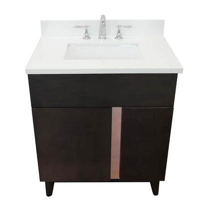 Bellaterra 400200-SB-WER 31" Wood Single Vanity w/ Counter Top and Sink White Quartz