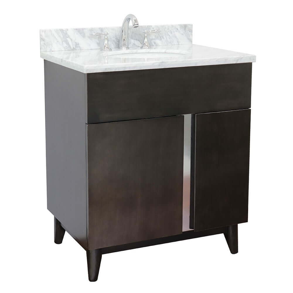 Bellaterra 400200-SB-WMO 31" Wood Single Vanity w/ Counter Top and Sink White Carrara Marble