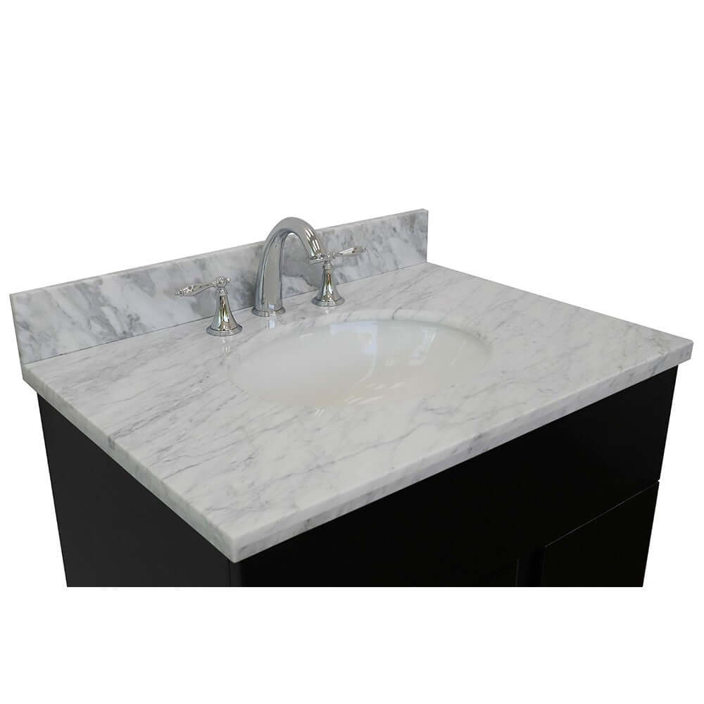 Bellaterra 400200-SB-WMO 31" Wood Single Vanity w/ Counter Top and Sink White Carrara Marble