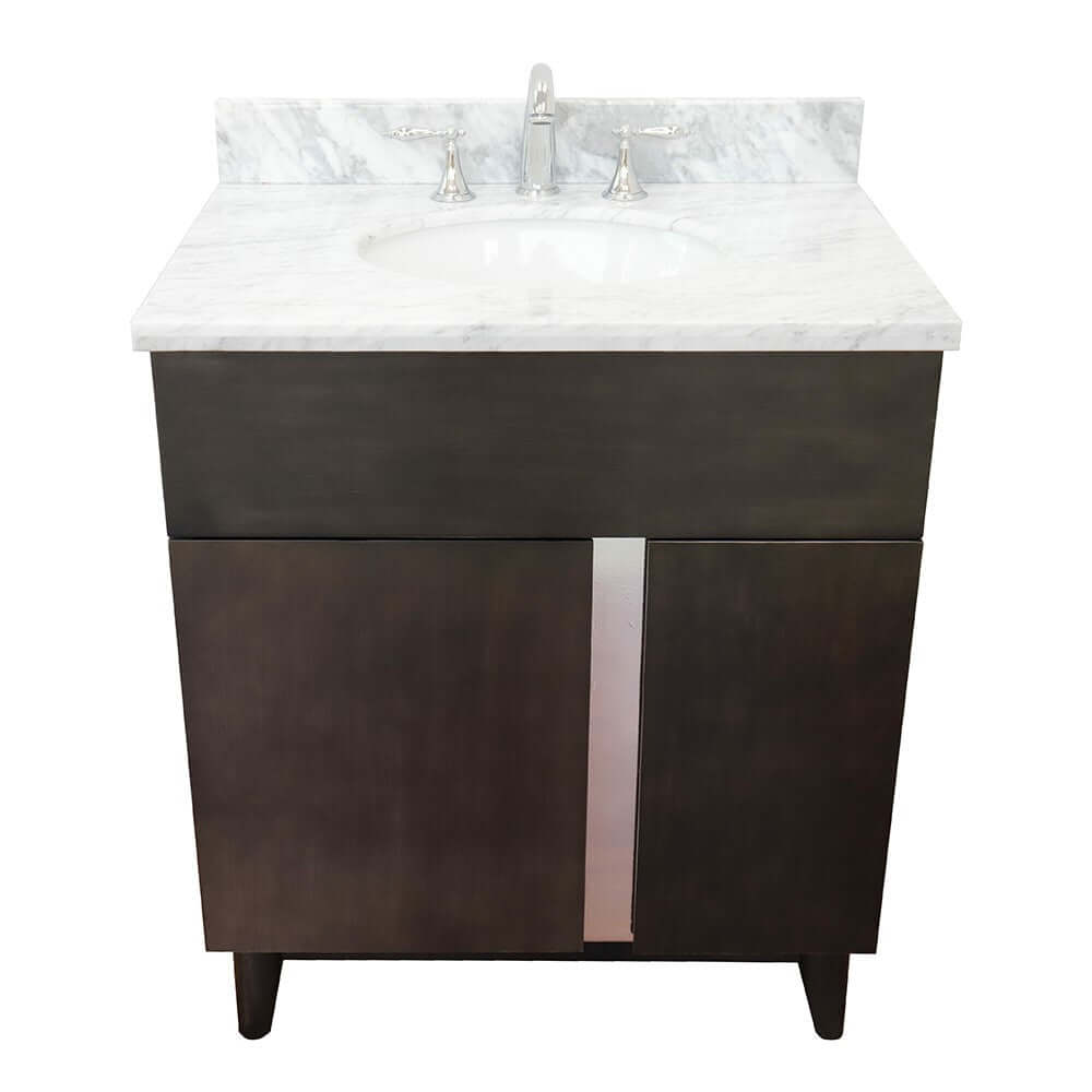 Bellaterra 400200-SB-WMO 31" Wood Single Vanity w/ Counter Top and Sink White Carrara Marble